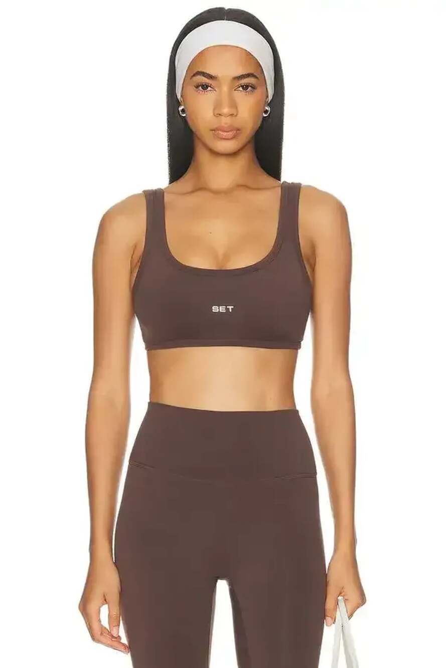 SET Active FormCloud Scoop Sports Bra and Leggings Set in Brown